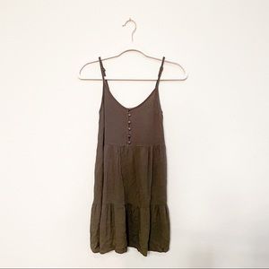 Army Green Strappy Sling Loose Fitting Dress